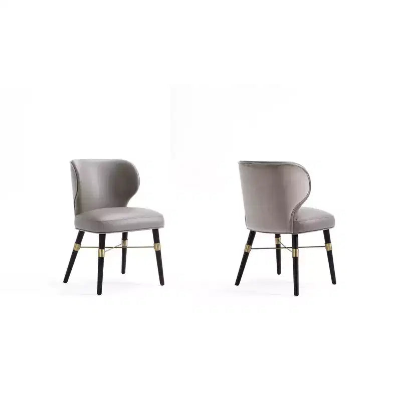 Lot de 2 chaises de salle à manger Strine rembourrées en velours et similicuir Taupe foncé - Manhattan Comfort