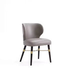 Lot de 2 chaises de salle à manger Strine rembourrées en velours et similicuir Taupe foncé - Manhattan Comfort