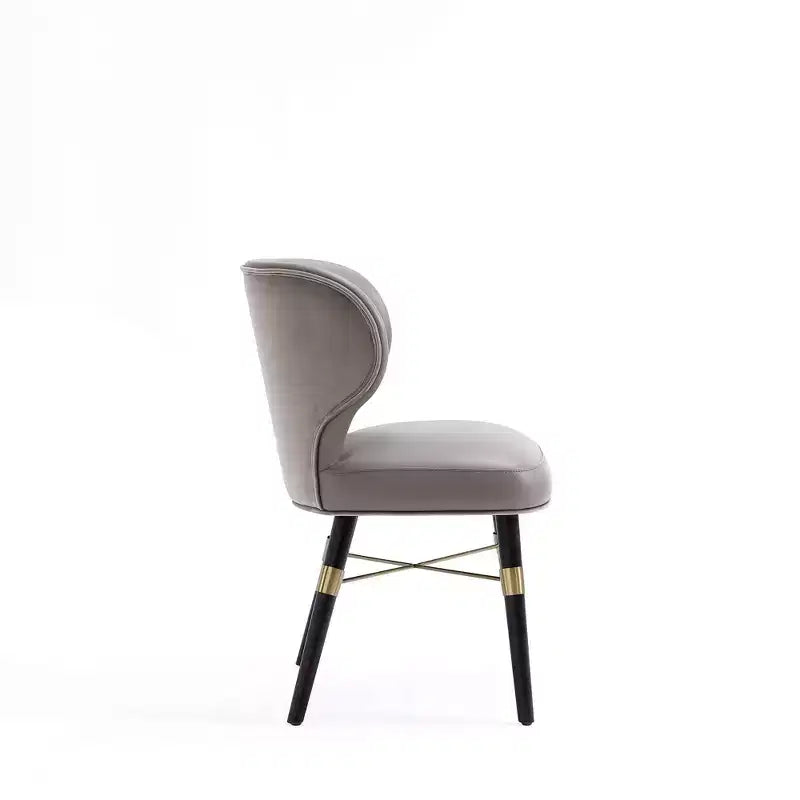 Lot de 2 chaises de salle à manger Strine rembourrées en velours et similicuir Taupe foncé - Manhattan Comfort