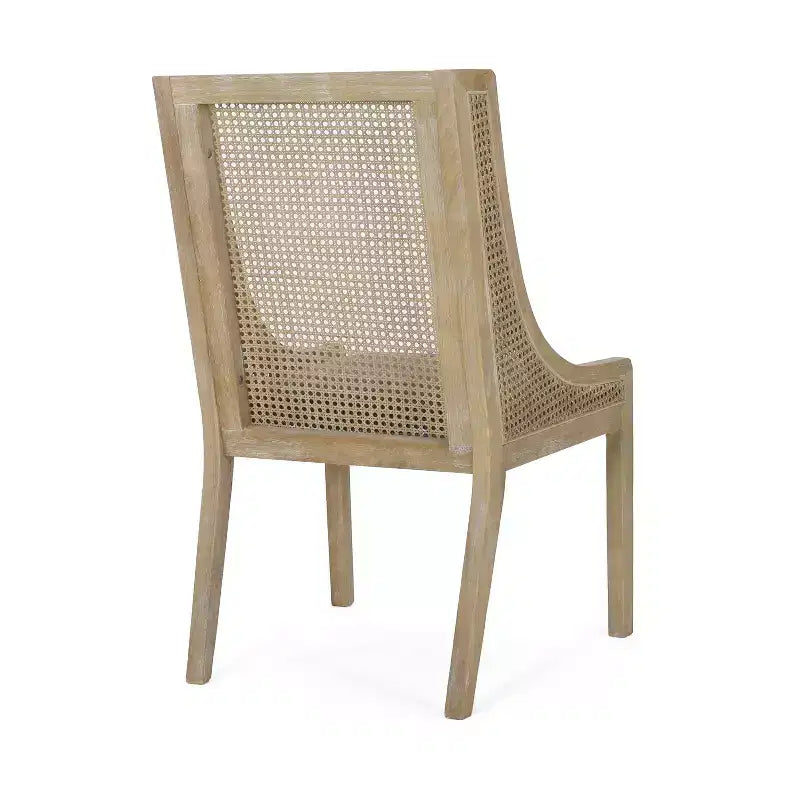 Christopher Knight Home Ensemble de 2 chaises de salle à manger rembourrées en canne et bois Maurers Anthracite/Naturel