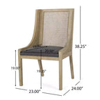 Christopher Knight Home Ensemble de 2 chaises de salle à manger rembourrées en canne et bois Maurers Anthracite/Naturel