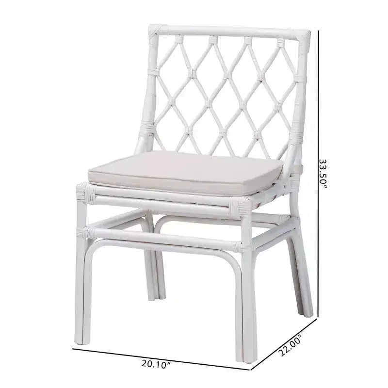 Chaise de salle à manger en rotin Carwyn Bali et Pari Blanche