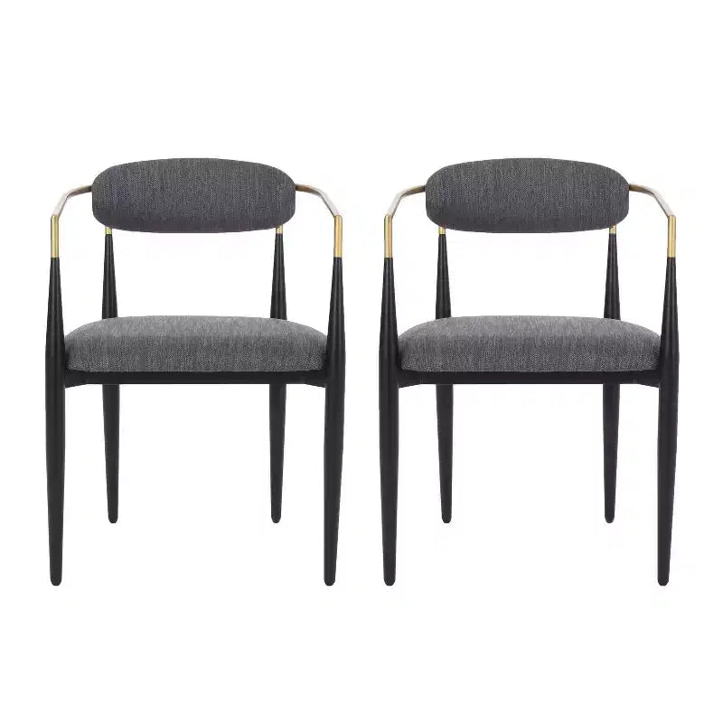 Christopher Knight Home Lot de 2 Chaises de Salle à Manger Rembourrées en Fer Elmore Charbon/Noir/Or