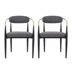 Christopher Knight Home Lot de 2 Chaises de Salle à Manger Rembourrées en Fer Elmore Charbon/Noir/Or