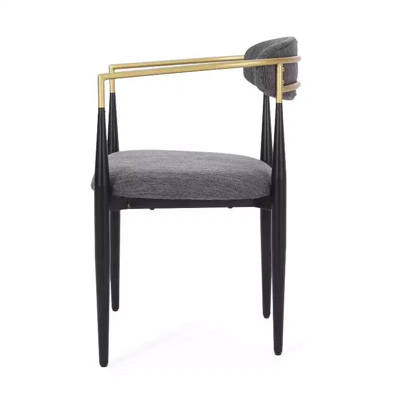 Christopher Knight Home Lot de 2 Chaises de Salle à Manger Rembourrées en Fer Elmore Charbon/Noir/Or
