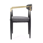 Christopher Knight Home Lot de 2 Chaises de Salle à Manger Rembourrées en Fer Elmore Charbon/Noir/Or