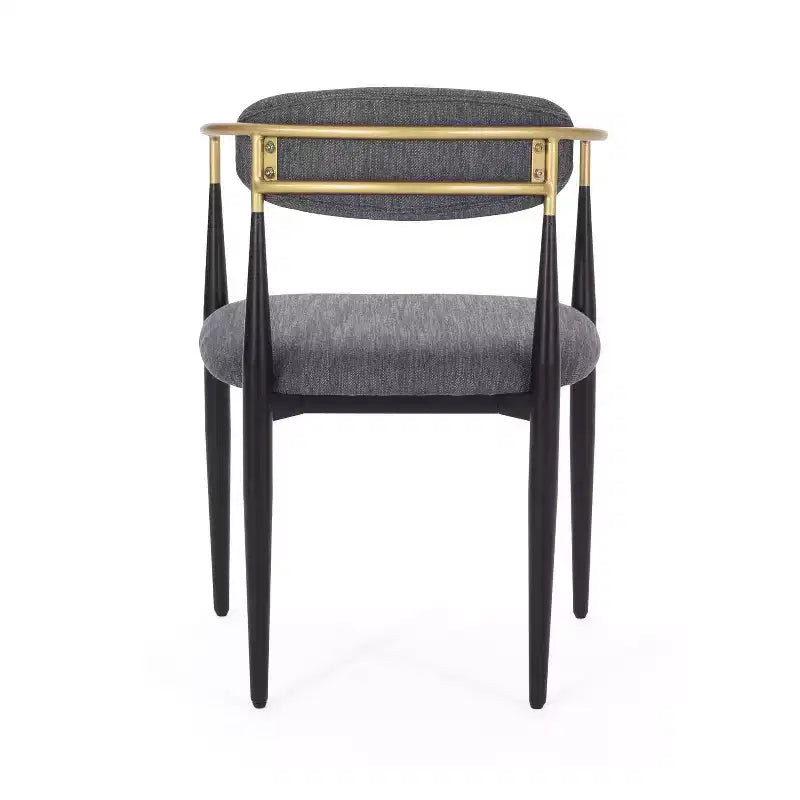 Christopher Knight Home Lot de 2 Chaises de Salle à Manger Rembourrées en Fer Elmore Charbon/Noir/Or
