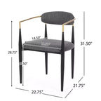 Christopher Knight Home Lot de 2 Chaises de Salle à Manger Rembourrées en Fer Elmore Charbon/Noir/Or