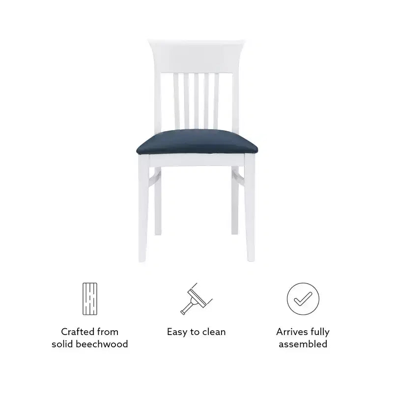 Lot de 2 chaises de salle à manger Jenny Slat Back en similicuir blanc - Linon