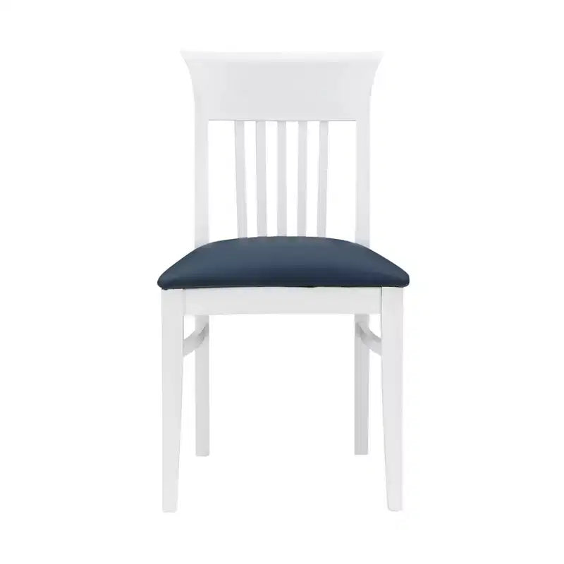 Lot de 2 chaises de salle à manger Jenny Slat Back en similicuir blanc - Linon