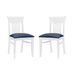 Lot de 2 chaises de salle à manger Jenny Slat Back en similicuir blanc - Linon