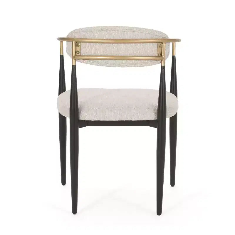 Christopher Knight Home Lot de 2 Chaises de Salle à Manger Rembourrées en Fer Elmore Beige/Noir/Doré