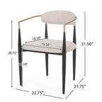 Christopher Knight Home Lot de 2 Chaises de Salle à Manger Rembourrées en Fer Elmore Beige/Noir/Doré