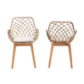 bali & pari Ballerina Rattan and Wood Dining Chair Gray Wash/Natural Brown/White: Upholstered Polyester, Spot Clean