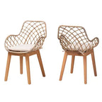 Chaise de salle à manger Bali & Pari Ballerina en rotin et bois Gris délavé/Marron naturel/Blanc : Rembourrage en polyester, Nettoyage des taches