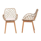 Chaise de salle à manger Bali & Pari Ballerina en rotin et bois Gris délavé/Marron naturel/Blanc : Rembourrage en polyester, Nettoyage des taches