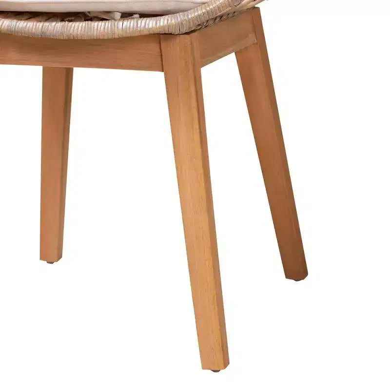 Chaise de salle à manger Bali & Pari Ballerina en rotin et bois Gris délavé/Marron naturel/Blanc : Rembourrage en polyester, Nettoyage des taches