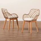 Chaise de salle à manger Bali & Pari Ballerina en rotin et bois Gris délavé/Marron naturel/Blanc : Rembourrage en polyester, Nettoyage des taches