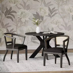 Christopher Knight Home Set of 2 Currant Velvet and Cane Upholstered Dining Chairs Natural Brown/Black