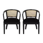 Christopher Knight Home Lot de 2 Chaises de Salle à Manger Rembourrées en Velours et Rotin "Currant" Marron Naturel/Noir