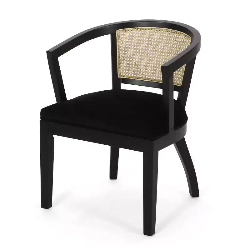 Christopher Knight Home Lot de 2 Chaises de Salle à Manger Rembourrées en Velours et Rotin "Currant" Marron Naturel/Noir