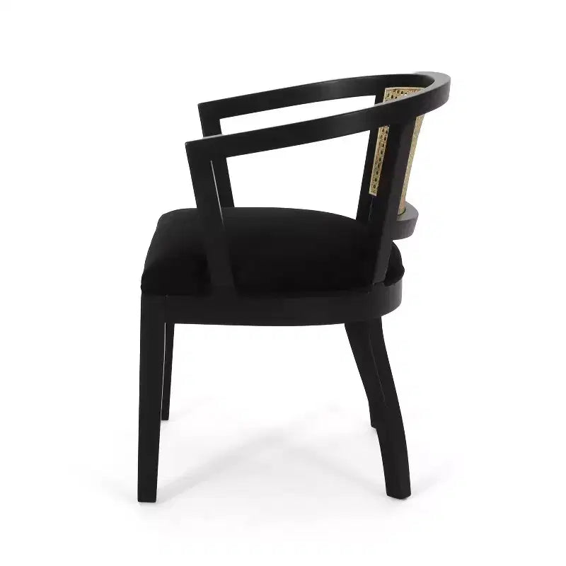 Christopher Knight Home Lot de 2 Chaises de Salle à Manger Rembourrées en Velours et Rotin "Currant" Marron Naturel/Noir