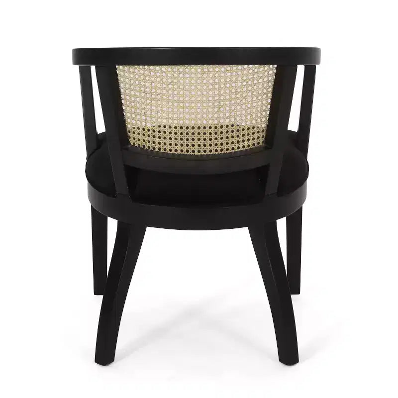 Christopher Knight Home Lot de 2 Chaises de Salle à Manger Rembourrées en Velours et Rotin "Currant" Marron Naturel/Noir