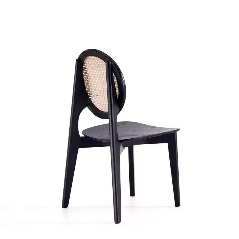 Lot de 4 chaises de salle à manger rondes Versailles noir/naturel : structure en bois de frêne, aucun assemblage requis - Manhattan Comfort