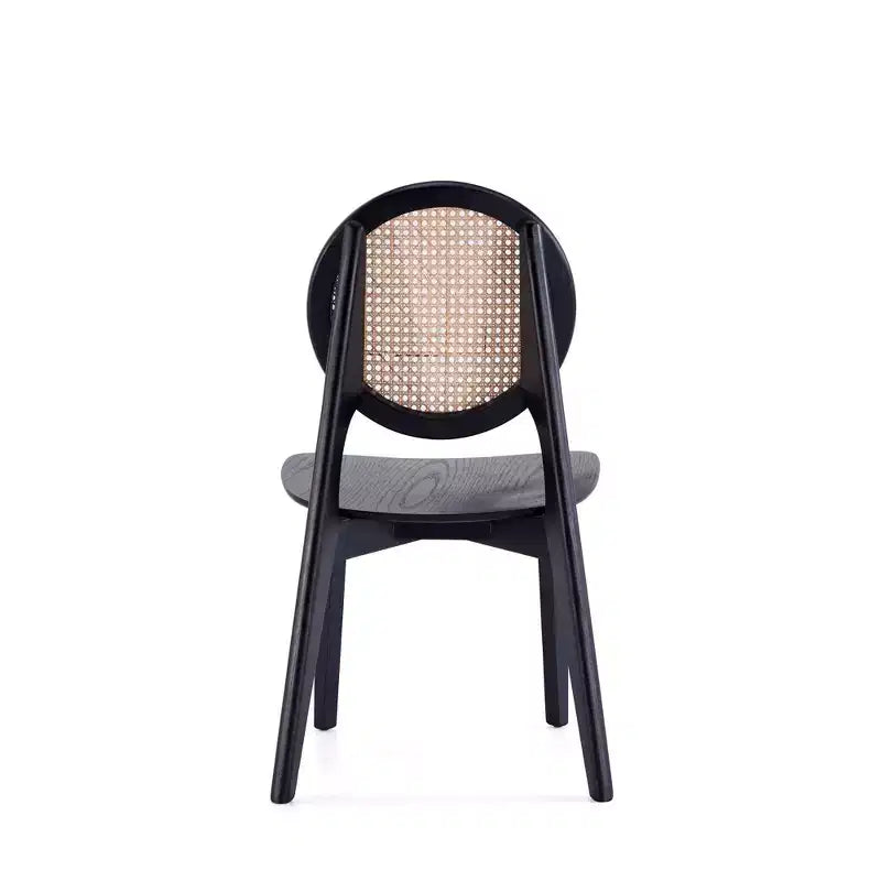 Lot de 4 chaises de salle à manger rondes Versailles noir/naturel : structure en bois de frêne, aucun assemblage requis - Manhattan Comfort