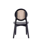 Lot de 4 chaises de salle à manger rondes Versailles noir/naturel : structure en bois de frêne, aucun assemblage requis - Manhattan Comfort