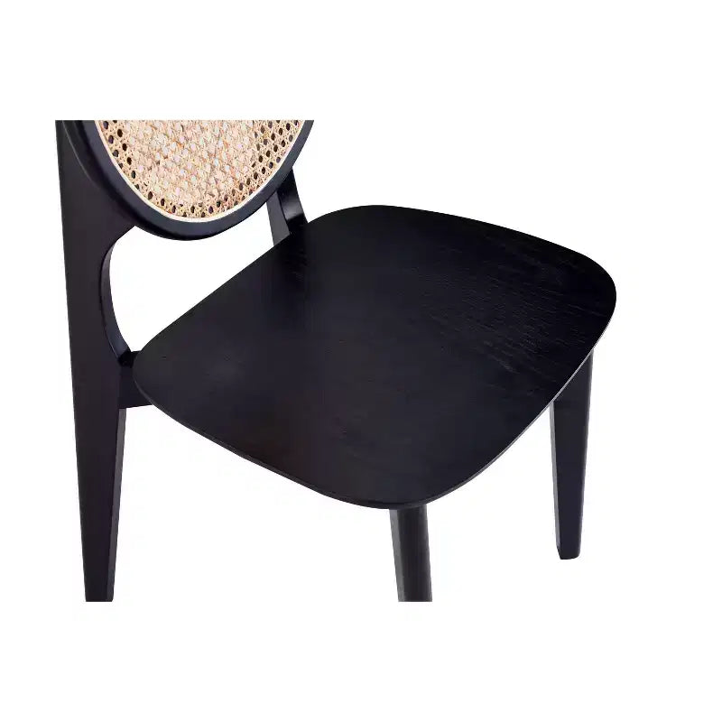 Lot de 4 chaises de salle à manger rondes Versailles noir/naturel : structure en bois de frêne, aucun assemblage requis - Manhattan Comfort