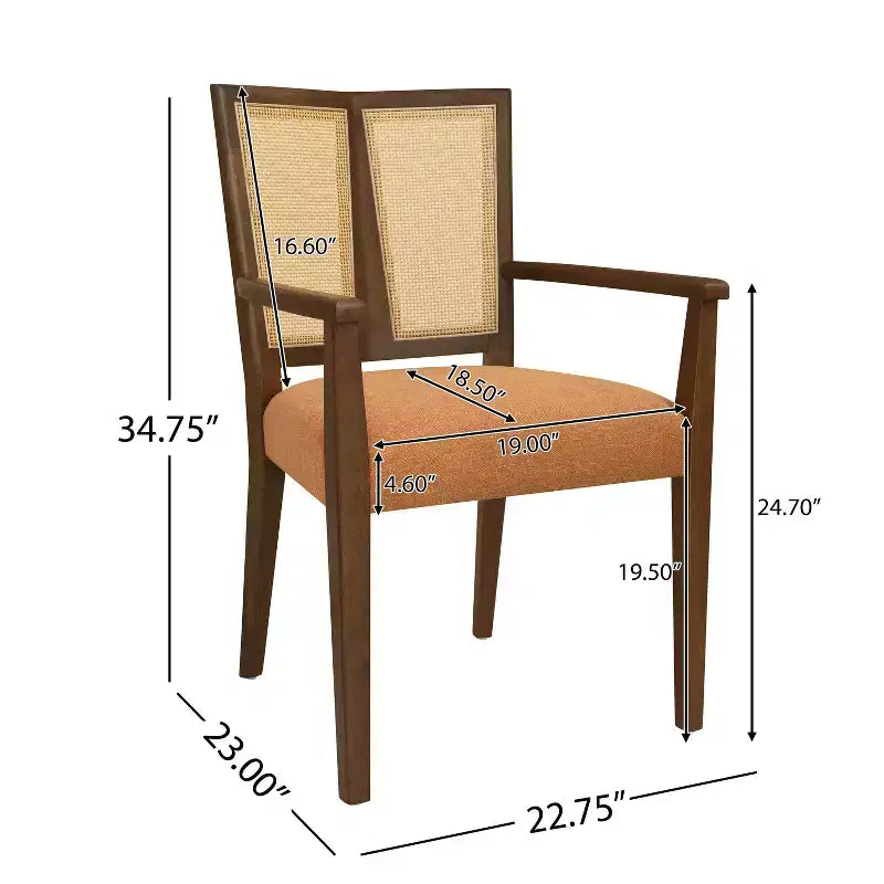 Christopher Knight Home Lot de 2 chaises de salle à manger Nolan en bois d'hévéa et cannage, coloris caramel et noyer