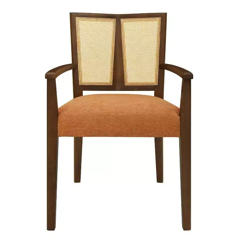 Christopher Knight Home Lot de 2 chaises de salle à manger Nolan en bois d'hévéa et cannage, coloris caramel et noyer