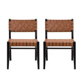 Christopher Knight Home Set of 2 Oliver Woven Faux Leather Rubberwood Dining Chairs Brown