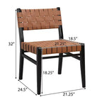 Christopher Knight Home Lot de 2 chaises de salle à manger Oliver en similicuir tissé et bois d'hévéa, marron