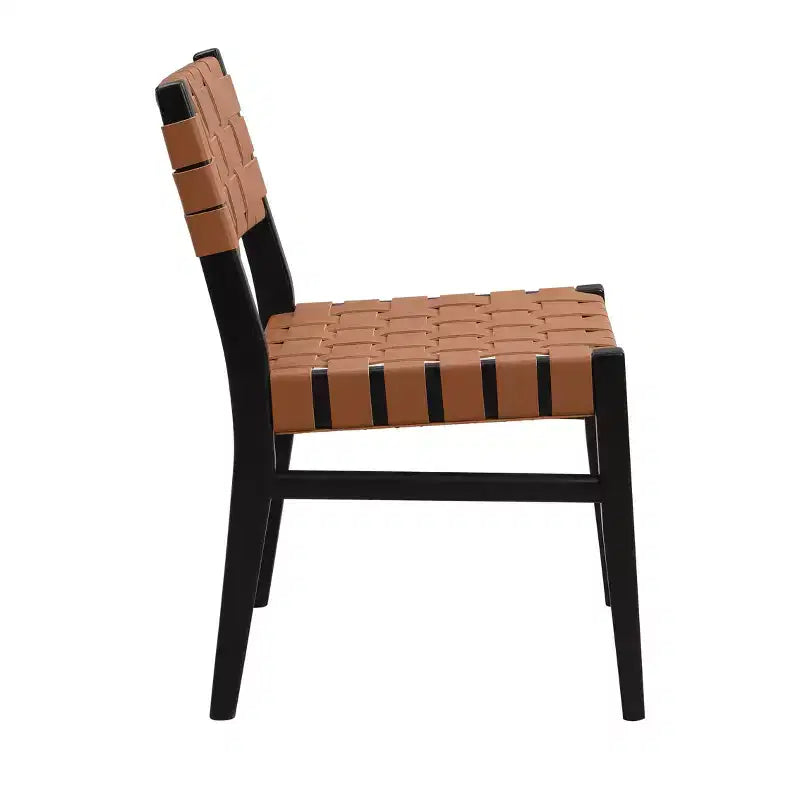 Christopher Knight Home Lot de 2 chaises de salle à manger Oliver en similicuir tissé et bois d'hévéa, marron