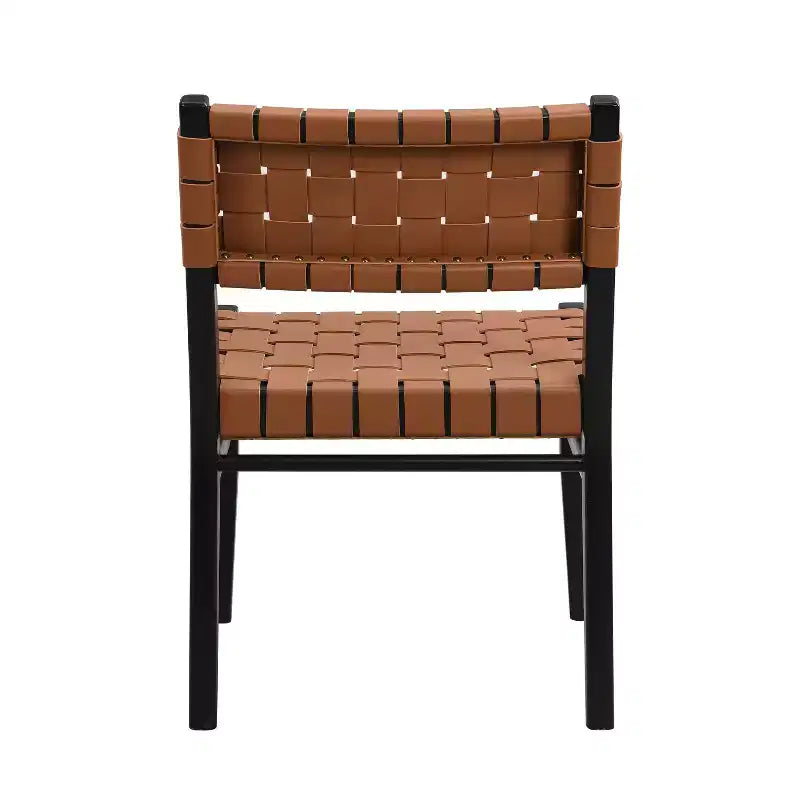 Christopher Knight Home Lot de 2 chaises de salle à manger Oliver en similicuir tissé et bois d'hévéa, marron