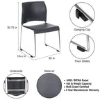 Hampden Furnishings Lot de 4 Chaises Empilables en Plastique Jody Collection, Gris Anthracite : Lot de 4, Aucun assemblage, Polypropylène, Structure en acier