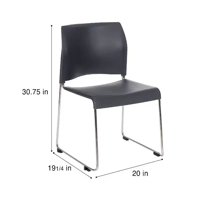 Hampden Furnishings Lot de 4 Chaises Empilables en Plastique Jody Collection, Gris Anthracite : Lot de 4, Aucun assemblage, Polypropylène, Structure en acier