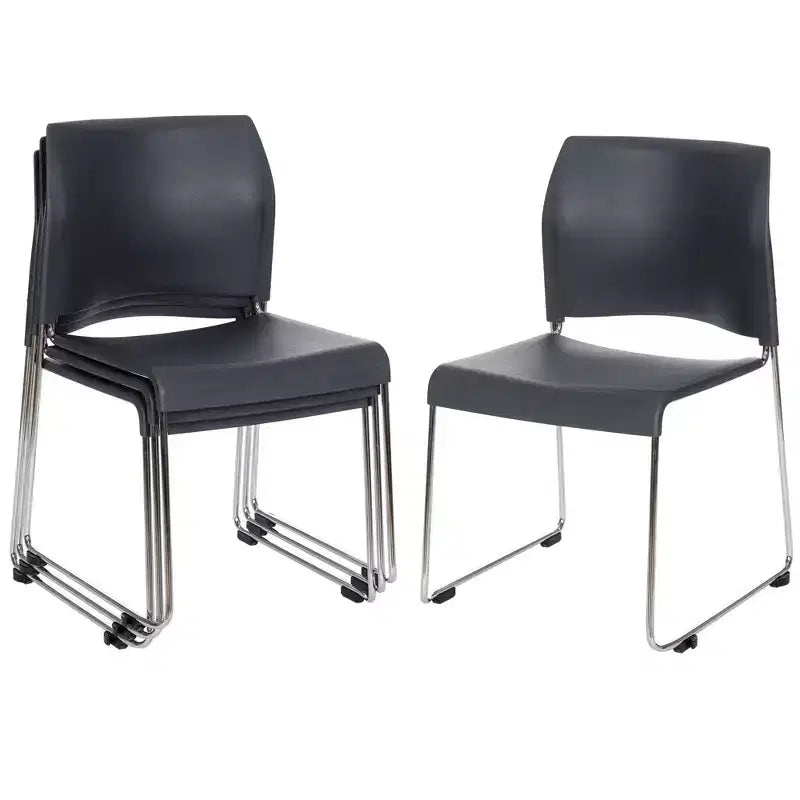 Hampden Furnishings Lot de 4 Chaises Empilables en Plastique Jody Collection, Gris Anthracite : Lot de 4, Aucun assemblage, Polypropylène, Structure en acier