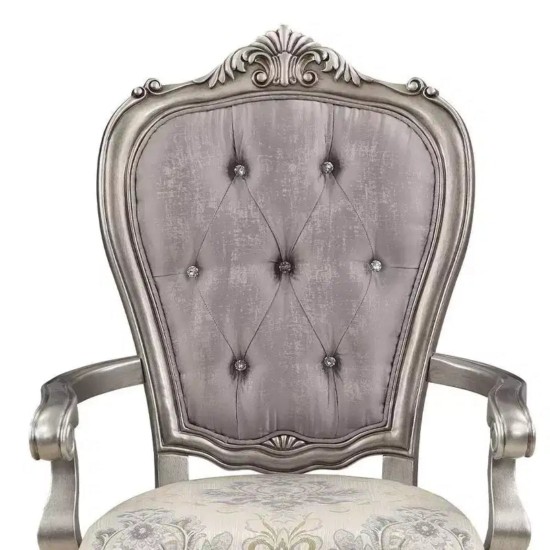 23.25" Chaise de salle à manger Ariadne Velours et finition platine antique - Acme Furniture