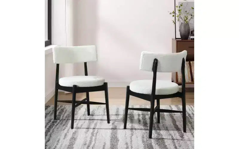 Christopher Knight Home Lot de 2 chaises de salle à manger modernes Everly en bois d'hévéa et mélange de lin rembourrées Beige/Noir