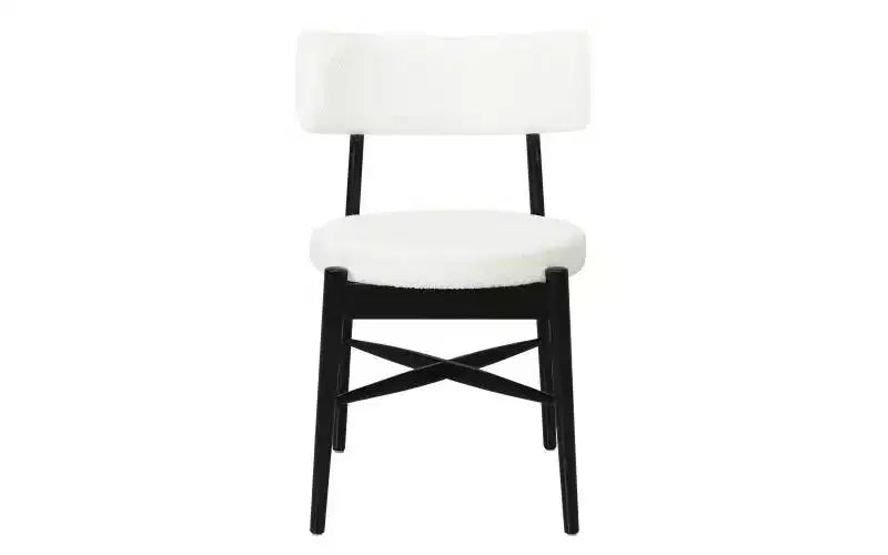 Christopher Knight Home Lot de 2 chaises de salle à manger modernes Everly en bois d'hévéa et mélange de lin rembourrées Beige/Noir