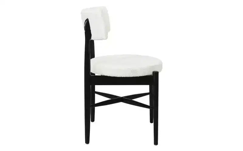 Christopher Knight Home Lot de 2 chaises de salle à manger modernes Everly en bois d'hévéa et mélange de lin rembourrées Beige/Noir