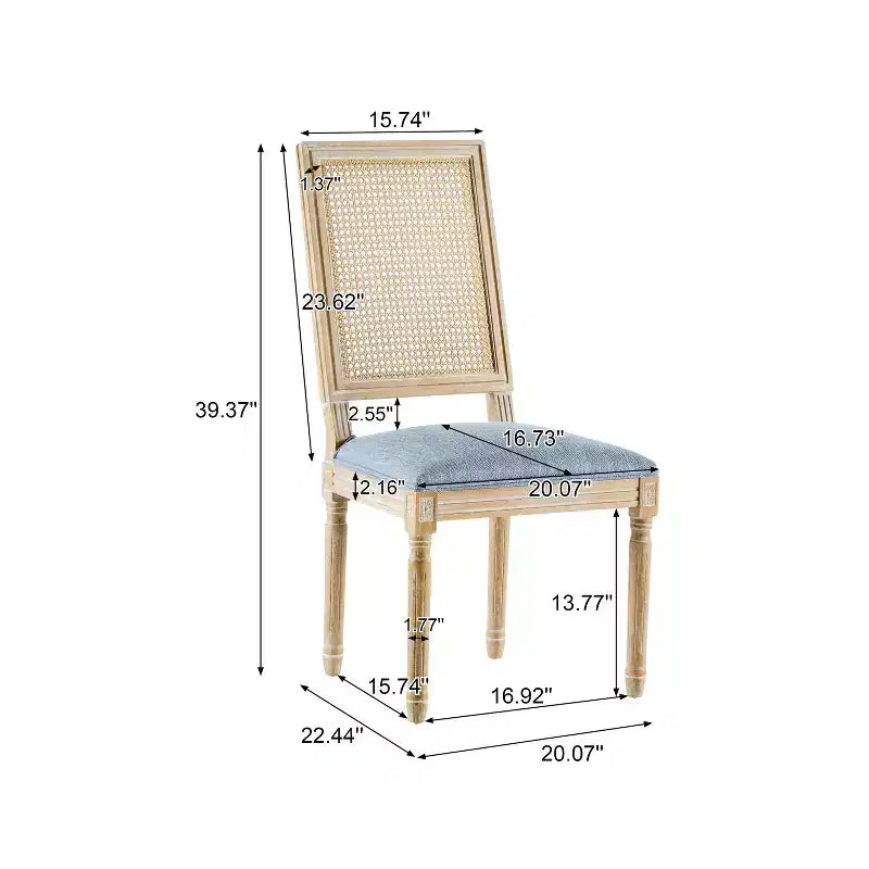 Christopher Knight Home Lot de 6 chaises de salle à manger Brielle en bois et cannage, style campagnard français, bleu ardoise