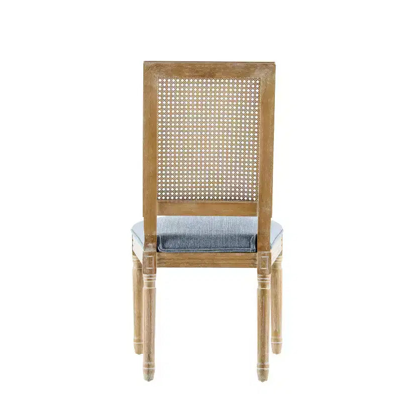 Christopher Knight Home Lot de 6 chaises de salle à manger Brielle en bois et cannage, style campagnard français, bleu ardoise