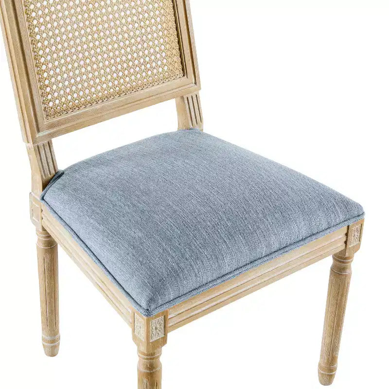 Christopher Knight Home Lot de 6 chaises de salle à manger Brielle en bois et cannage, style campagnard français, bleu ardoise