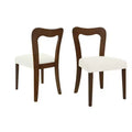 Christopher Knight Home Set of 2 Aaron Rubberwood Upholstered Dining Chairs with Curved Open Back Beige/Walnut