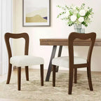 Christopher Knight Home Lot de 2 Chaises de Salle à Manger Rembourrées Aaron en Bois d'Hévéa avec Dossier Ouvert Courbé Beige/Noyer