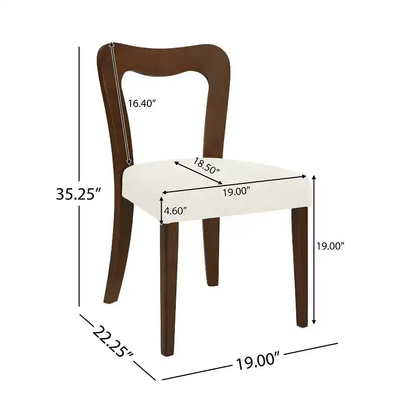 Christopher Knight Home Lot de 2 Chaises de Salle à Manger Rembourrées Aaron en Bois d'Hévéa avec Dossier Ouvert Courbé Beige/Noyer